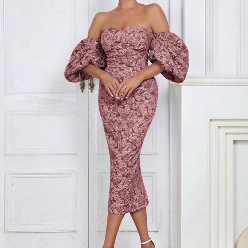 Elegant Puff Sleeve Floral Dress